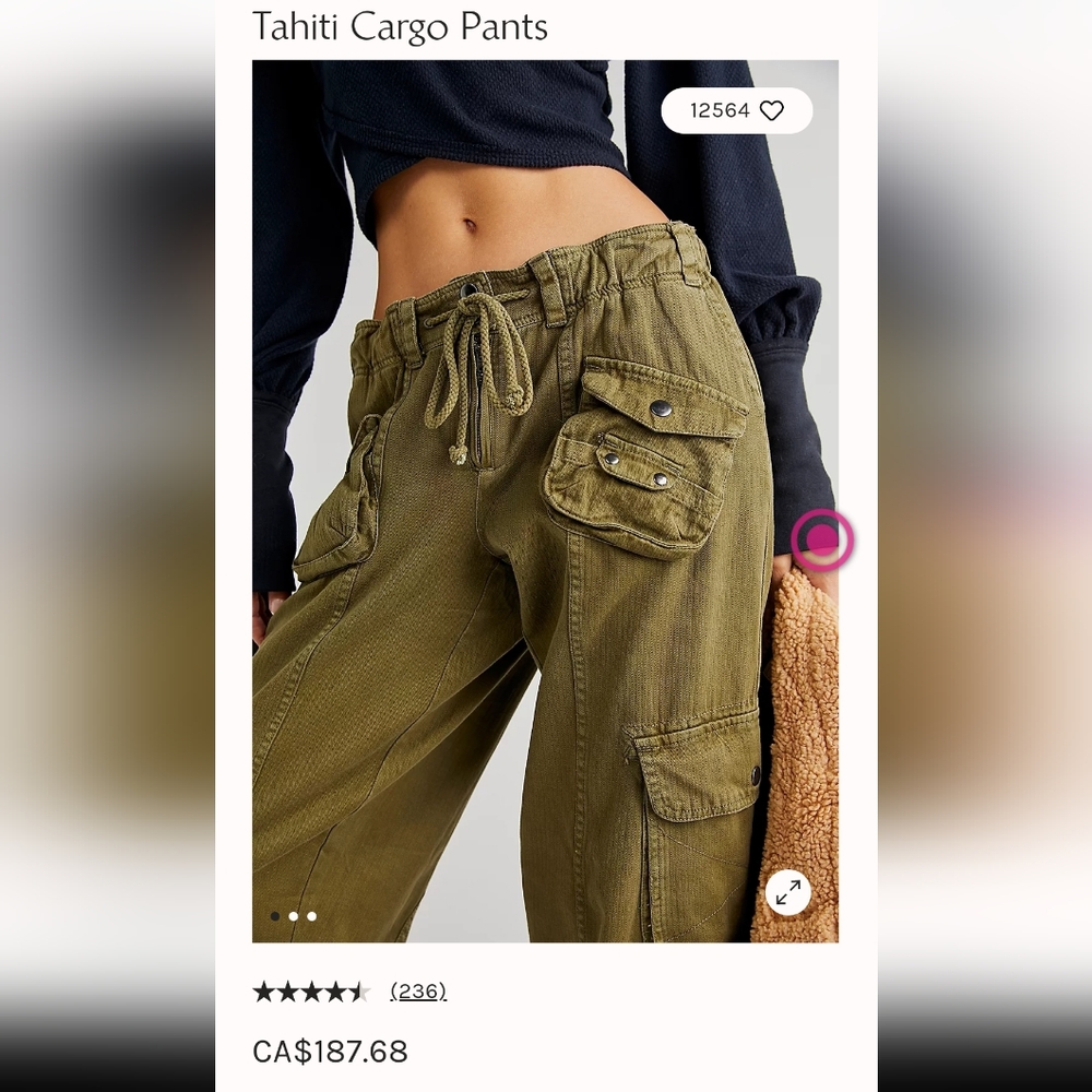 Free People Tahiti Cargo Pants NWOT